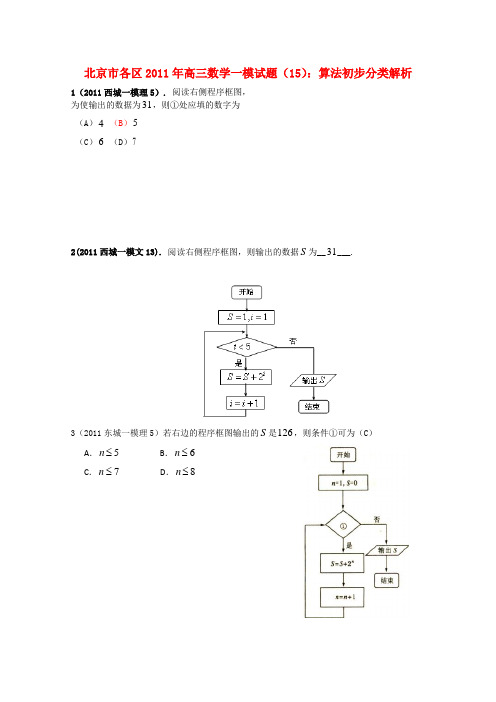 2011年高三数学一模试题(15)：算法初步分类解析