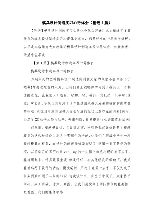 模具设计制造实习心得体会(精选4篇)