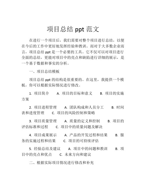 项目总结ppt范文 (3)