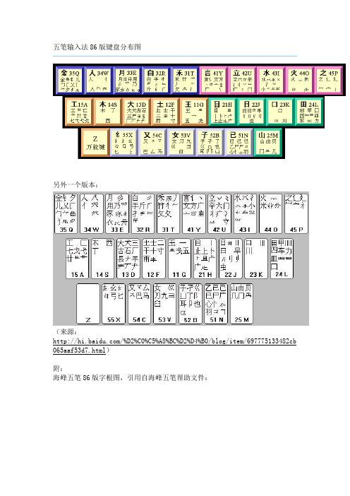 五笔输入法86版键盘分布图