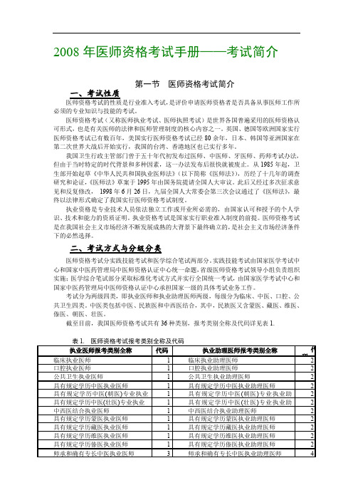 2008年医师资格考试手册——考试简介