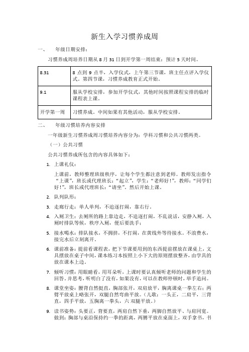 新生入学习惯养成周