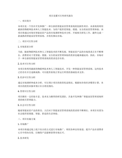 项目设置可行性研究报告