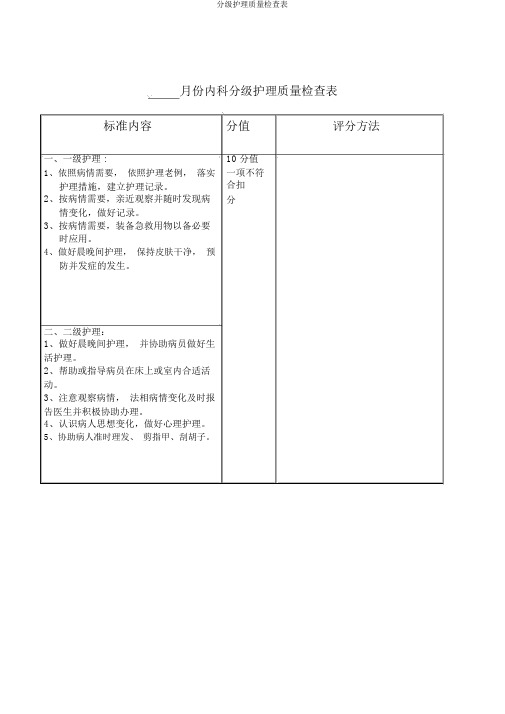 分级护理质量检查表