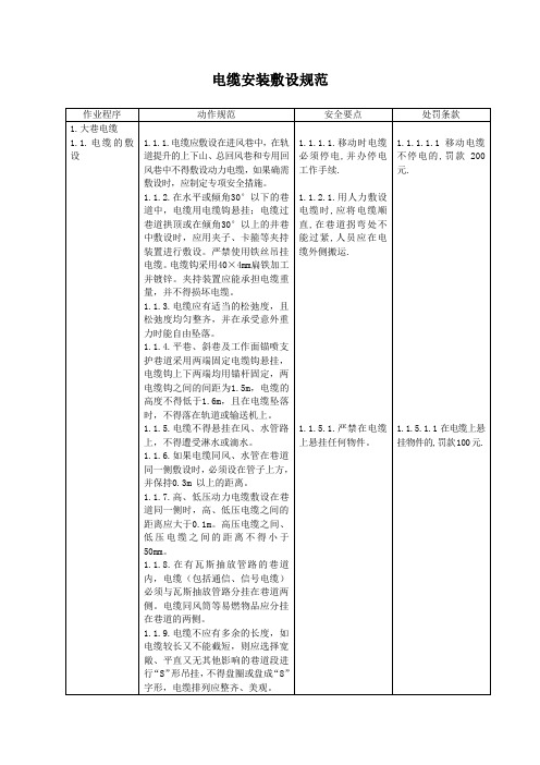 电缆安装敷设规范