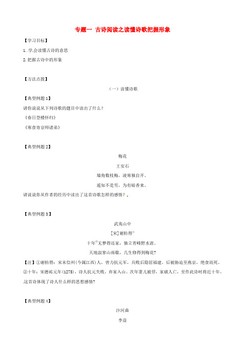 2018届中考语文专题复习专题一古诗阅读之读懂诗歌把握形象学案含答案