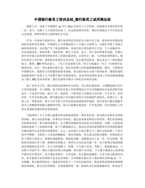 中国银行新员工培训总结_银行新员工试用期总结