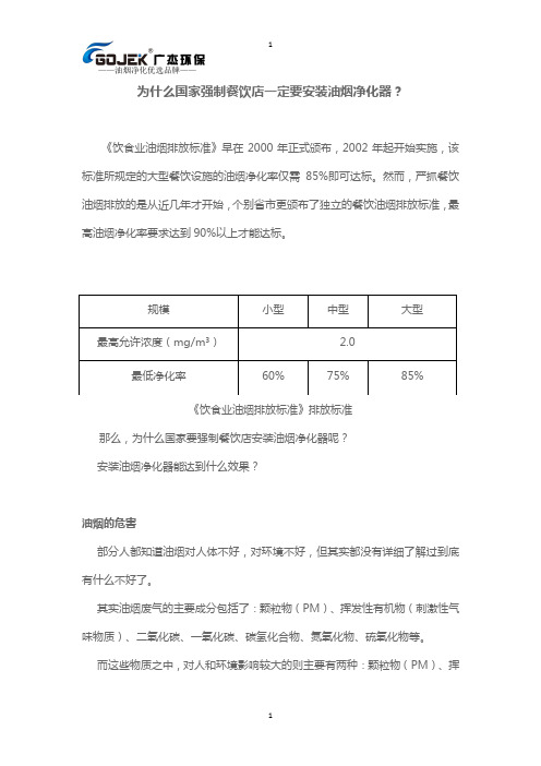 为什么国家强制餐饮店一定要安装油烟净化器？