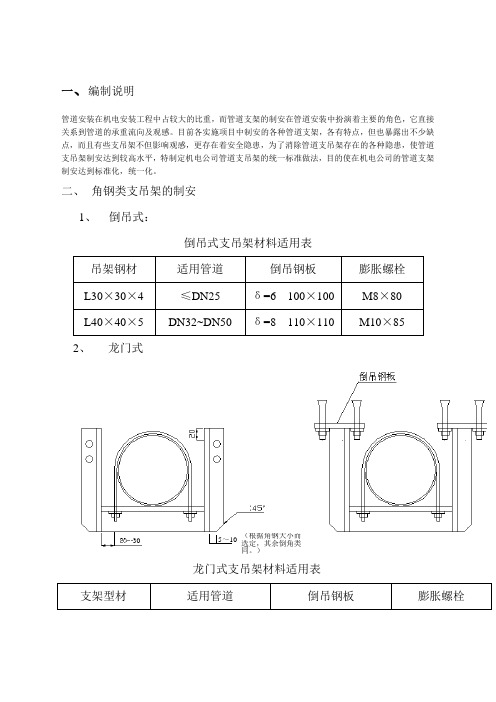 管道支架制作安装标准规范