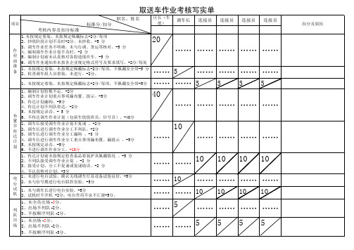 铁路调车取送车作业考核写实单