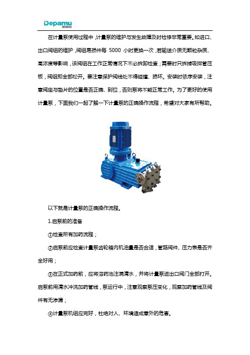 柱塞式计量泵的操作流程