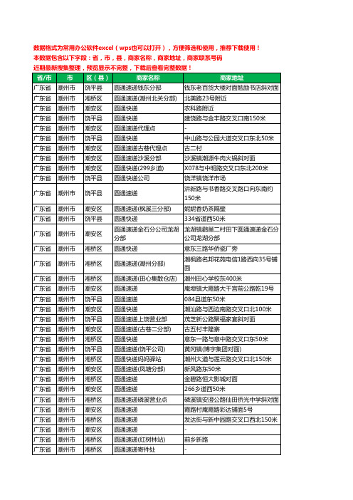 2020新版广东省潮州市圆通快递工商企业公司商家名录名单联系电话号码地址大全46家