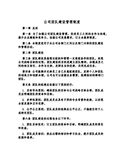 公司团队建设管理制度