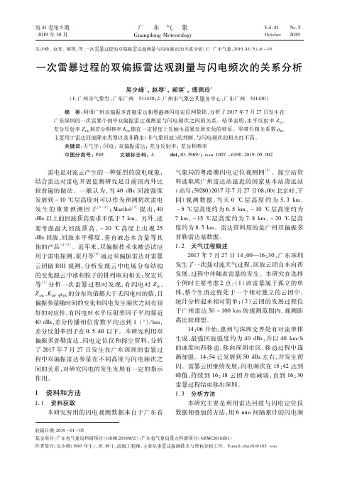 一次雷暴过程的双偏振雷达观测量与闪电频次的关系分析