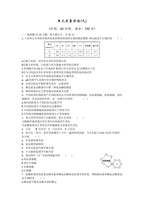 高三生物一轮复习单元质量评估九