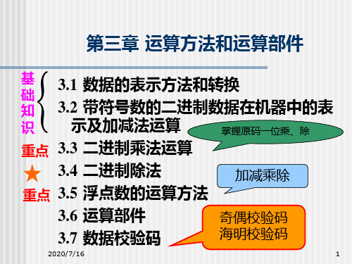 第3章1运算方法和运算部件PPT课件