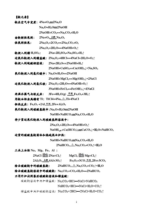 金属化学方程式总结