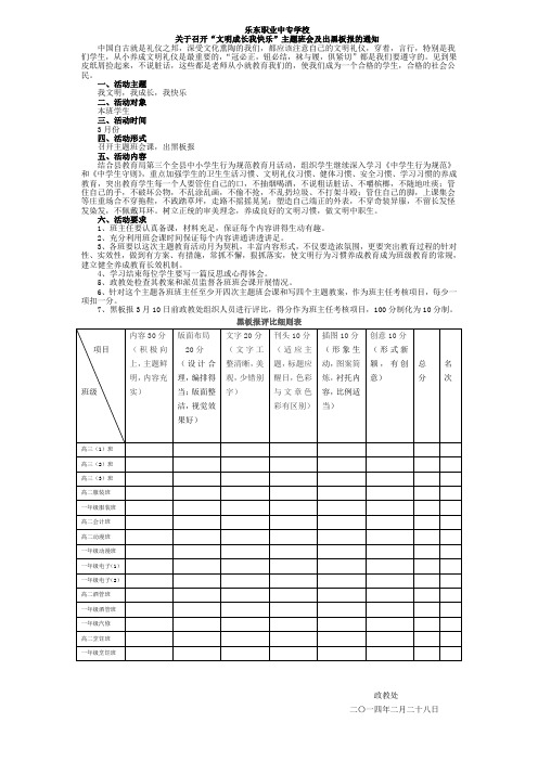 召开文明主题班会及出黑板报的通知