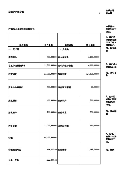 金融会计综合习题-答案