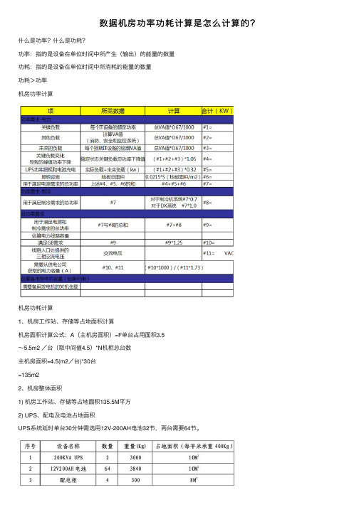 数据机房功率功耗计算是怎么计算的？