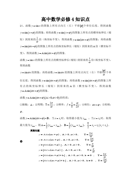 高中数学必修4知识点总结归纳[1]