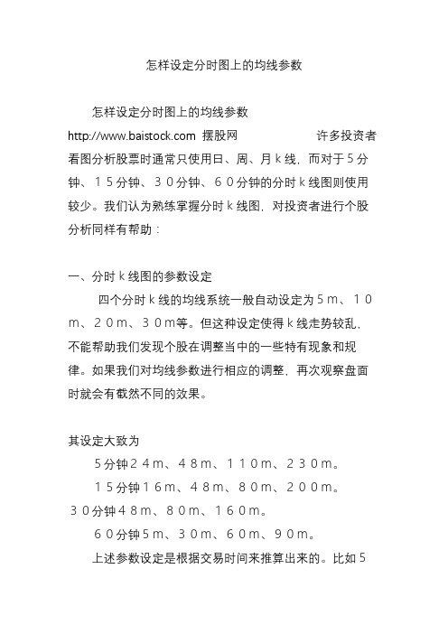 怎样设定分时图上的均线参数