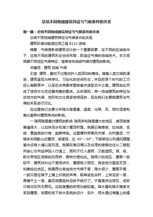 总结不同地域建筑特征与气候条件的关系