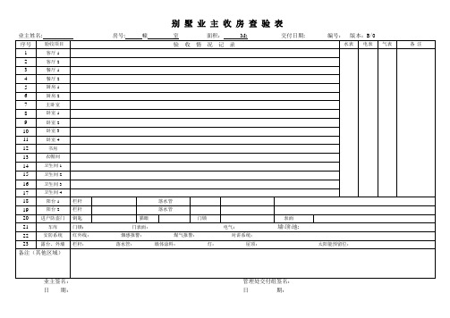 别墅业主收房查验表