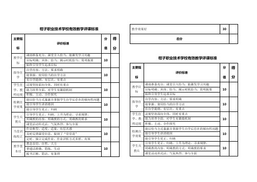 有效性课堂教学评价标准