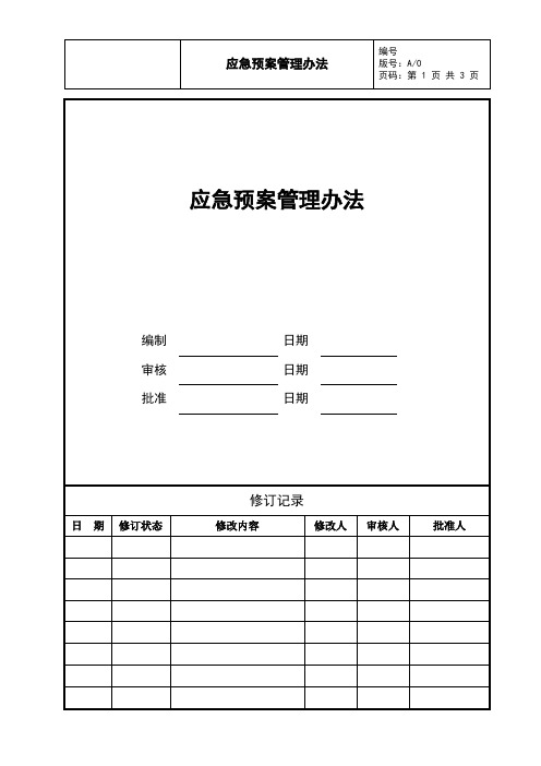 应急预案管理办法