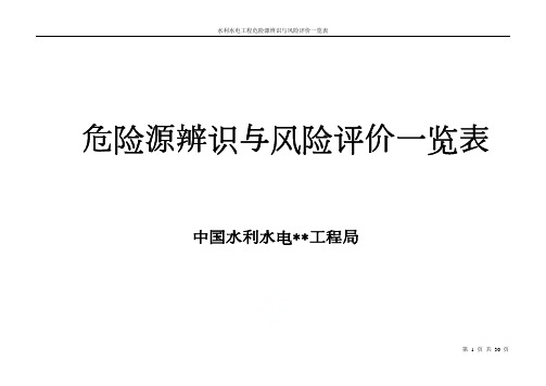 水利水电工程危险源辨识与风险评价一览表_2