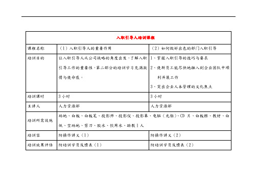 入职引导人培训课程