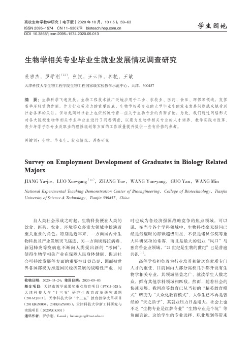 生物学相关专业毕业生就业发展情况调查研究