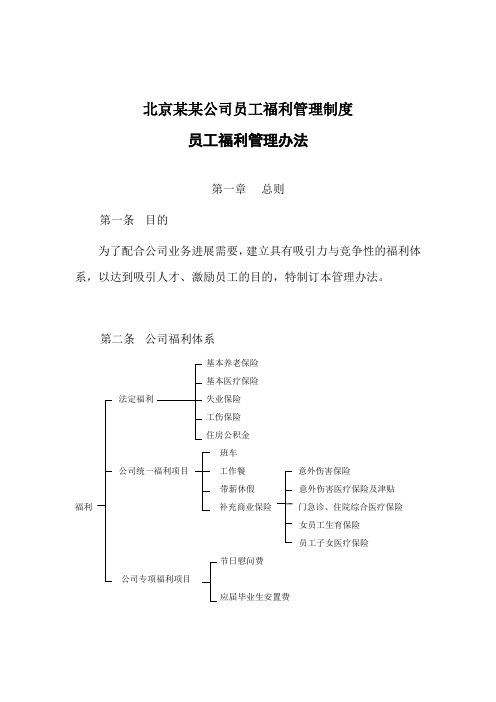 北京某某公司员工福利管理制度