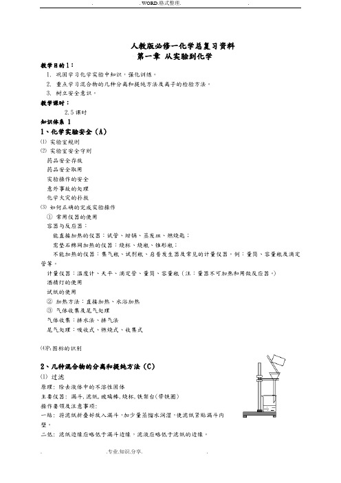 人版必修一化学总复习资料全