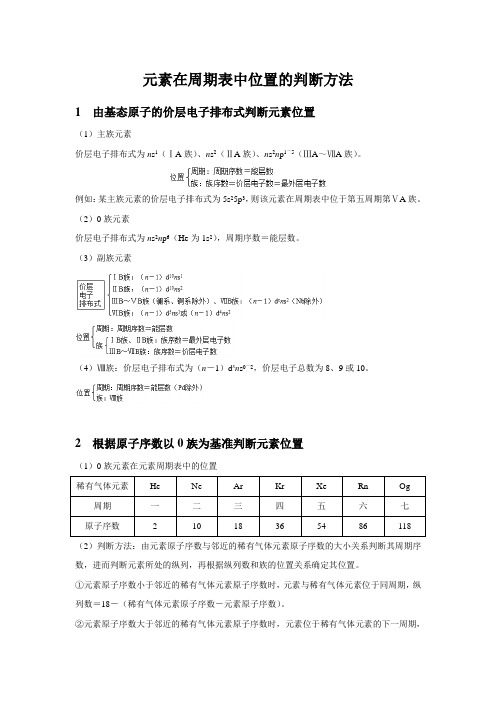 【知识解析】元素在周期表中位置的判断方法