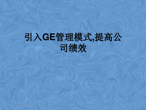 引入GE管理模式,提高公司绩效