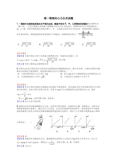 高一物理向心力公式试题
