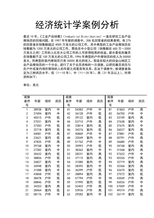 经济统计学案例分析