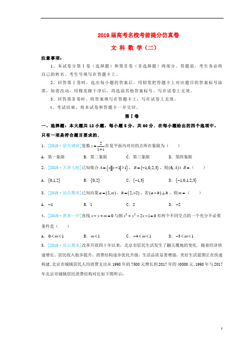 2019年高考数学考前提分仿真试题(含答案)文