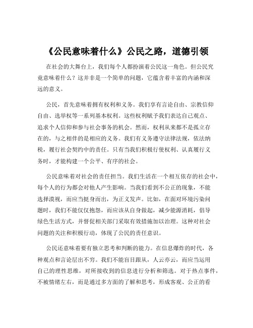 《公民意味着什么》公民之路,道德引领