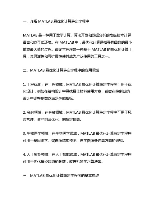 matlab最优化计算薛定宇程序