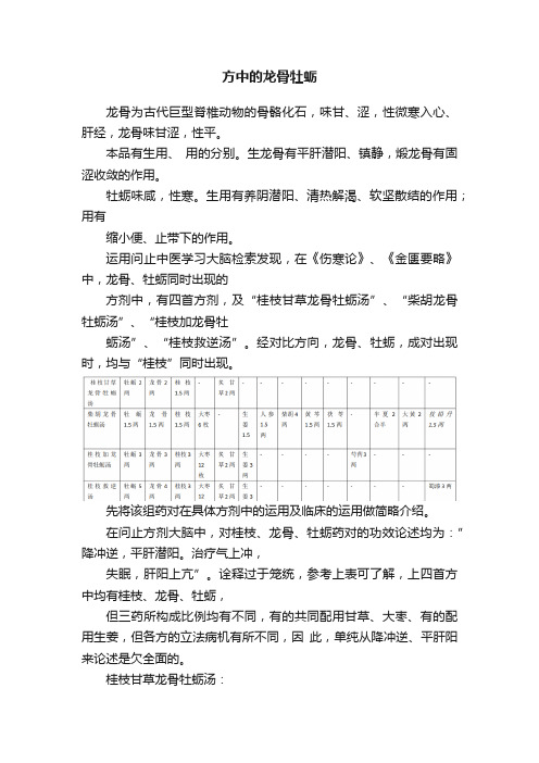 方中的龙骨牡蛎