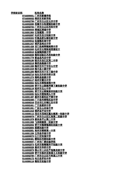 广东省各个学校标识码(全)