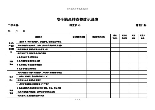 安全隐患排查整改表范本