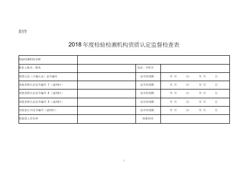 2018年度检验检测机构资质认定监督检查表