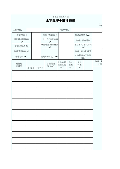 水下混凝土灌注记录