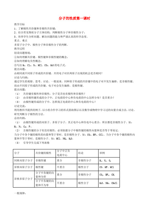 高中化学《分子的性质》教案10 新人教版选修3