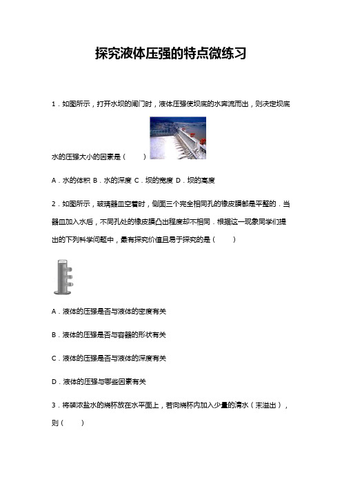 探究液体压强的特点-配套练习(含答案)