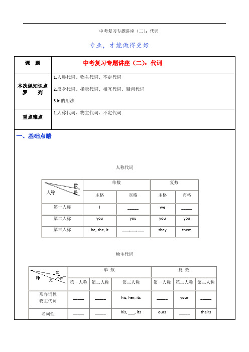 中考复习专题讲座(二)：代词